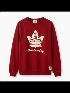 VTG Roots 2002 Team Canada Olympic Crewneck Sweatshirt Red XXL Salt Lake City